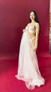 Güzel bir gelin, muhteşem bir sahne arkasında özel bir güne hazırlanırken zarafet sergiler..