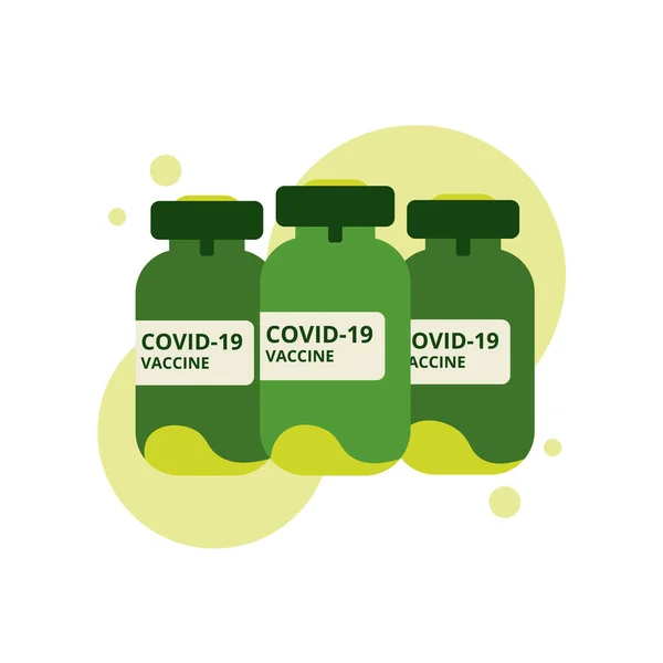 Εμβόλιο Του Covid Coronavirus Φιάλη Εμβολίου Θεραπεία Ανοσοποίησης Covid Σύγχρονη — Διανυσματικό Αρχείο