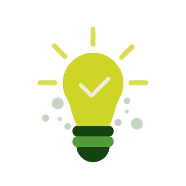 Çizgi film tarzı minimum sarı ampul simgesi. Fikir, çözüm, iş, strateji kavramı.