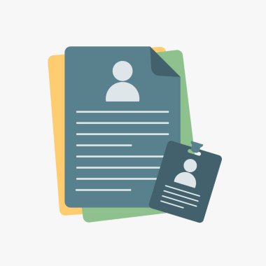 Profil, Belge Tasarım Konsepti, düz çizgi film tarzı kullanıcı ya da profil. Profesyonel personel aranıyor. Personel analizi devam ediyor. Vektör İllüstrasyonu