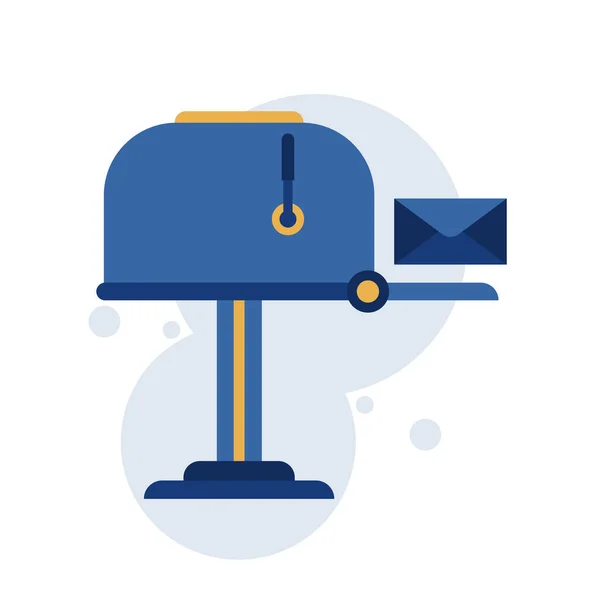 Vector Illustration Blue Mailbox Envelope White Background Symbol Correspondence Communication — Stock Vector