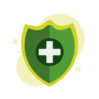 Tıbbi haçlı koruyucu bir kalkanın vektör çizimi. İllüstrasyon sağlık ve güvenlik konuları için uygundur.