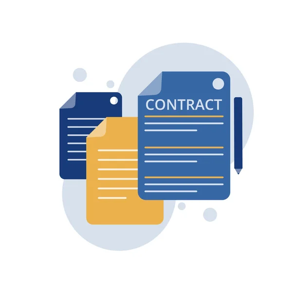Acordo Negócio Contrato Emprego Assinatura Documento Comercial Ilustração Vetorial Fundo — Vetor de Stock
