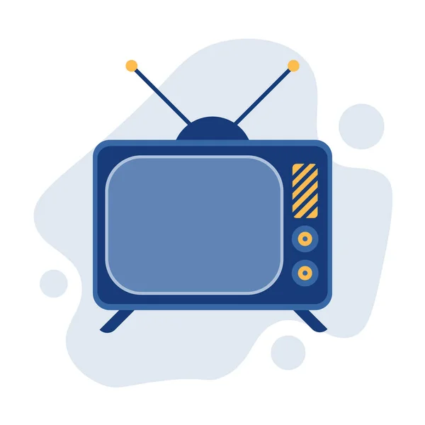 Ретро Телевізор Антеною Ізольовано Білому Тлі Вінтажний Телевізор Порожнім Синім — стоковий вектор