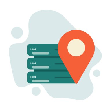 Beyaz arkaplanda sunucu konum simgesinin vektör illüstrasyonu. Yaratıcı vektör illüstrasyonu