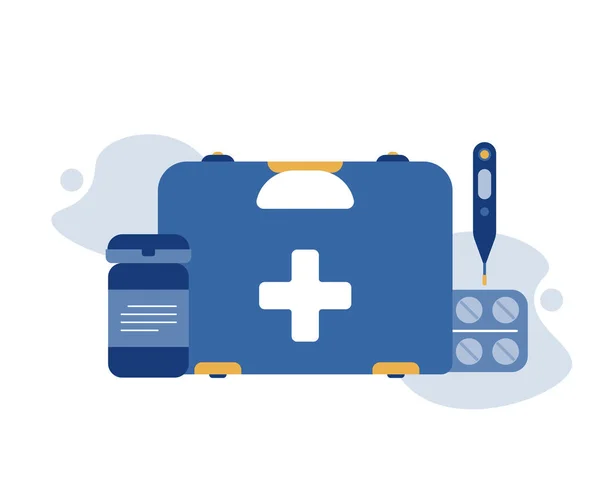 Ilustração Vetorial Retratando Kit Primeiros Socorros Para Medicina Emergência Medicina —  Vetores de Stock