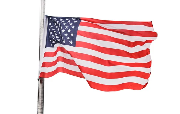 Bandeira Americana Isolada Num Fundo Branco Bandeira Nacional Dos Eua — Fotografia de Stock