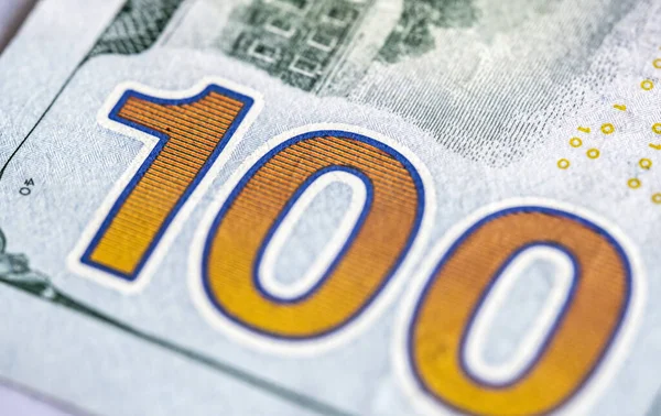 Закріпіть Макро Вид Сто Американських Доларів Валюта Сша — стокове фото