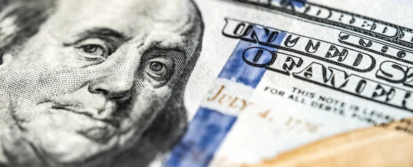 Закріпіть Макро Вид Сто Американських Доларів Валюта Сша — стокове фото