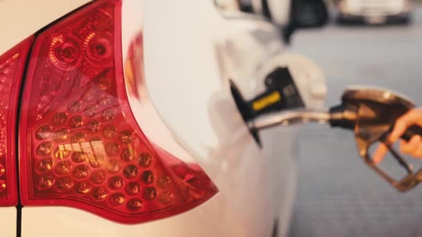 Női Kéz Töltsd Töltsd Fel Benzinüzemanyagot Állomáson Tankolni Kocsit Benzinnel — Stock videók