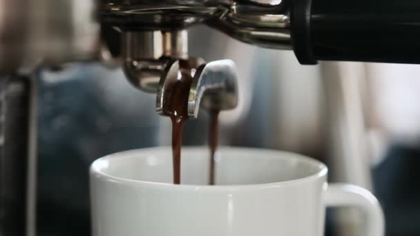 Kávéfőző Gép Feltöltő Csésze Friss Kávé Cappuccino Professzionális Automatikus Kávéfőző — Stock videók