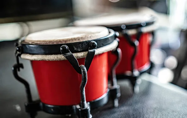 Red Drums Recording Studio Hard Beat Perfomance Professional Musical Instrument — Stock Photo, Image