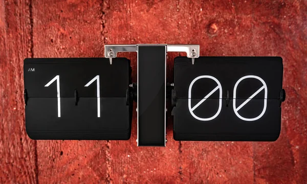 Balik Jam Hitam Dengan Sebelas Jam Oklock Panel Closeup Jam — Stok Foto