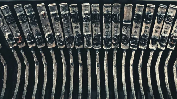 Letras Números Nas Teclas Digitação Uma Máquina Escrever Manual Antigo — Fotografia de Stock