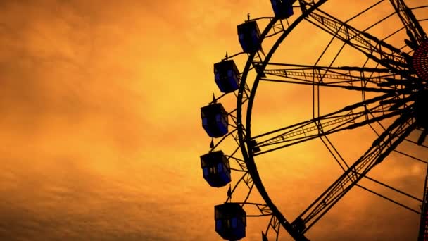 Ferris Wheel Rotating Sunset Sky Entertainment Center City — Video