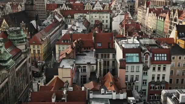 Medieval Architecture Wroclaw City Poland View Red Roofs Scenic Old — Stock videók