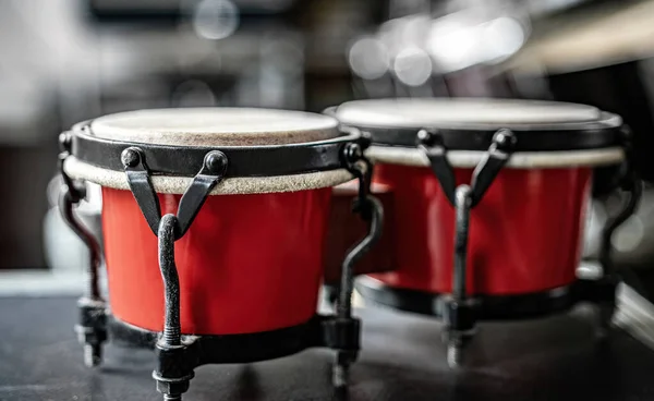 Red Drums Recording Studio Hard Beat Perfomance Professional Musical Instrument — Stock Photo, Image
