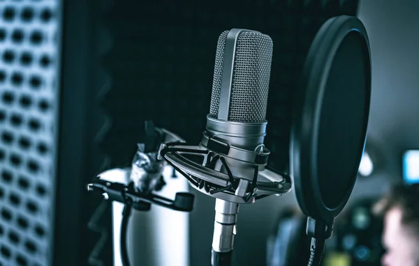 Professional Microphone Recording Studio Music Creation Closeup Mic Rock Pop — Foto Stock