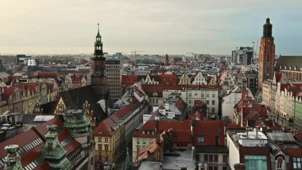Medieval Architecture Wroclaw City Poland View Red Roofs Scenic Old — Wideo stockowe