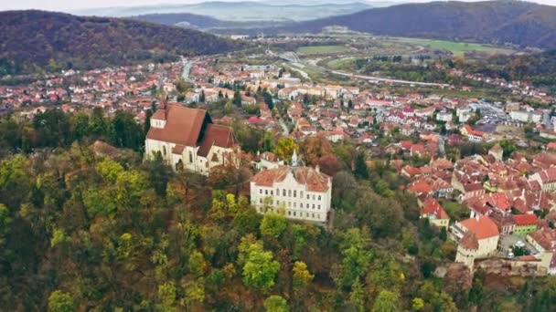 Краєвид Старий Замок Сігісоара Румунія — стокове відео