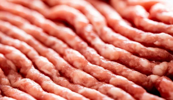 Raw Red Ground Meat Fresh Protein Closeup Uncooked Beef Hamburger — Stock Photo, Image