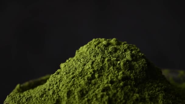 Matcha Green Tea Powder Rotating Close View — Stock Video