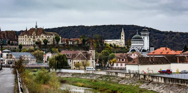 Romanya Daki Antik Sighisoara Eski Saat Kulesi Ortaçağ Mimari Mirası — Stok fotoğraf