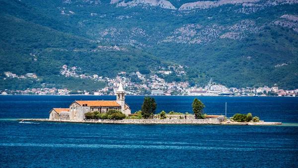 Island Lady Rocks Montenegro Adriatic Sea Mountains Background Saint Place — Stock Photo, Image