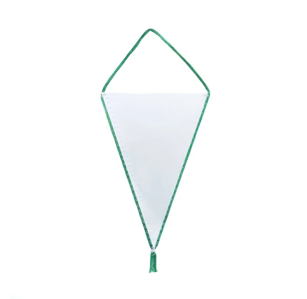 Weiße Wimpel Mit Grünem Rand Für Drucke Isoliert Auf Weißem — Stockfoto