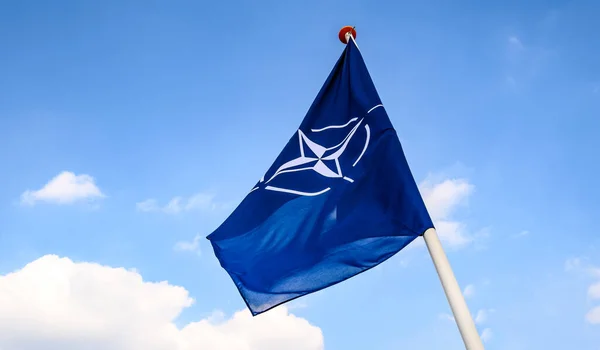 Nato Flag Blue Sky — Stock Photo, Image