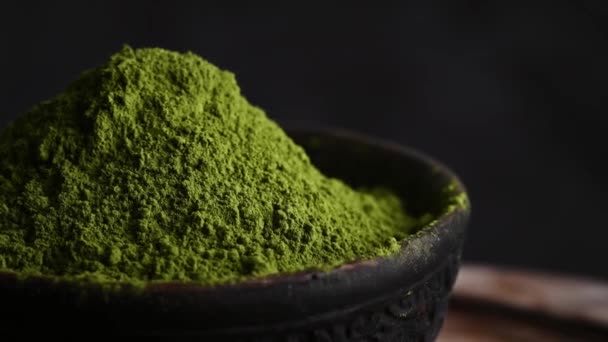 Matcha Green Tea Powder Rotating Close View — Stock Video
