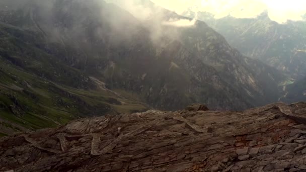 Cordillera Alpina Con Viejo Camino Piedra Romana Vista Alta Desde — Vídeos de Stock