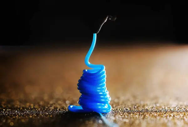 Printer Nozzle Cleaning Process Printing Blue Pla Filament Replacing Filament — Stock Photo, Image