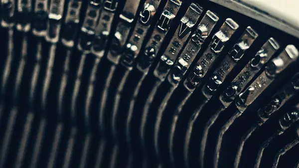 Letras Números Nas Teclas Digitação Uma Máquina Escrever Manual Antigo — Fotografia de Stock