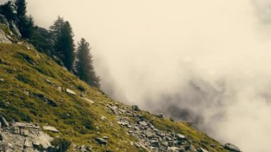 Yaz mevsiminde Yüksek Alp Dağlarında Yoğun Sis