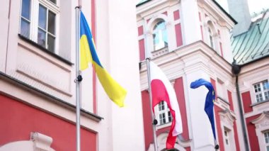 Ukrayna, Polonya ve Eu 'nun Bayrakları Birleşik Avrupa' yı Sembolize Ediyor