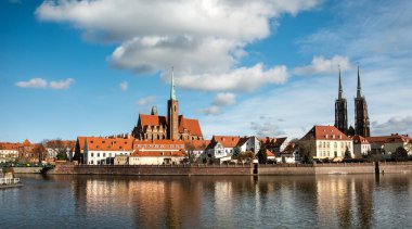Katedral Adası 'nın Geniş Görünümü, Wroclaw' daki Ana Turist Çekimi