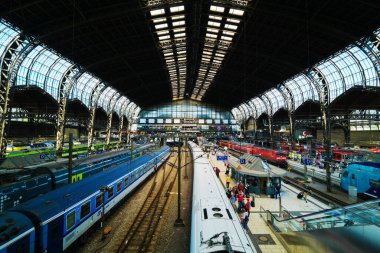 Hamburg, Almanya - 07 Temmuz 2023: Hamburg Tren İstasyonunun İçerisi