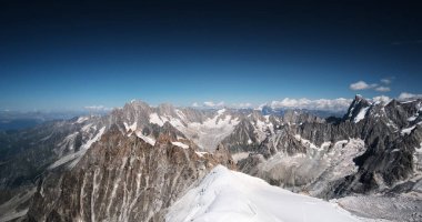 Alp Dağları 'nın panoramik görüntüsü Montblanc Lisesi İstasyonu' ndaki noktadan itibaren