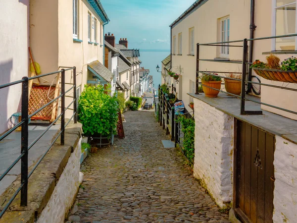 Schmale Straße Clovelly Dorf Nördlich Von Devon Landschaft Blick Blick — Stockfoto