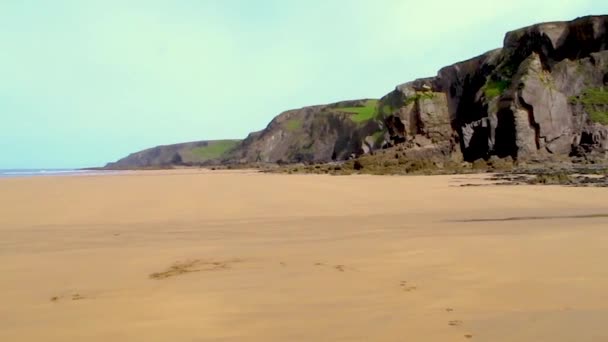 Sandymouth Beach Біля Баде Корнуолл Велика Британія Вияв Незіпсованого Піску — стокове відео