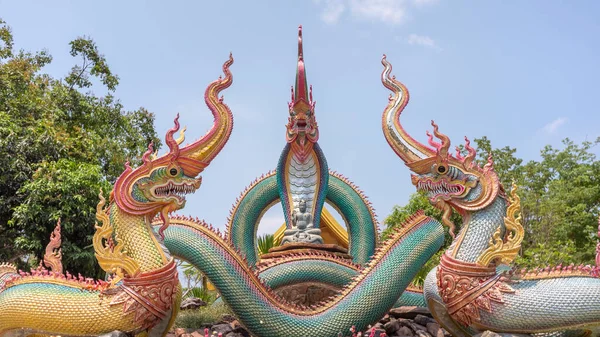 Estátua Naga Está Localizada Província Ubon Ratchathani Tailândia — Fotografia de Stock