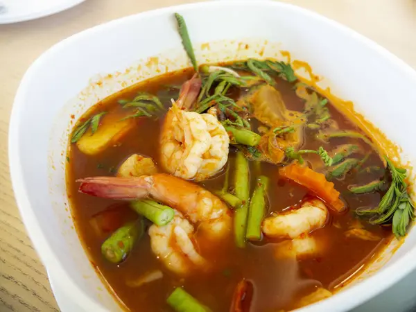 Shimp Tom Yum Sopa Comida Tailandesa Picante Delicioso — Foto de Stock