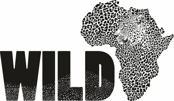 Векторное Искусство Африканским Континентом Головой Леопарда — стоковый вектор