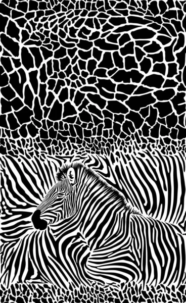 Seamless Giraffe Zebra Background — Stock Vector