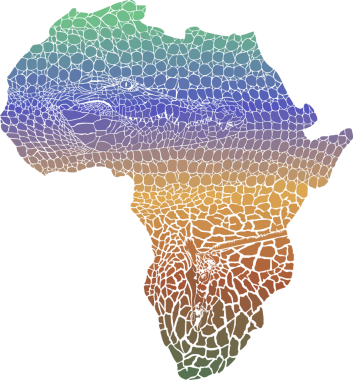 Afrika kıtasının timsah ve zürafa arkaplanlı vektör çizimi renk haritası