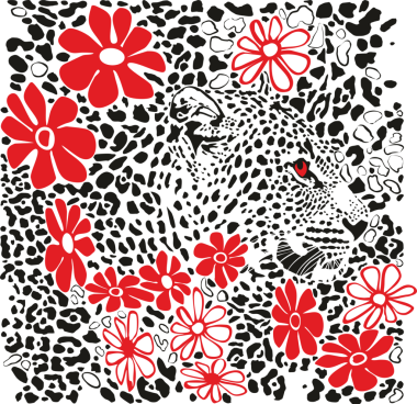 Kamuflajlı, leopar başlıklı, çizgi film çiçekli, kusursuz bir desen.