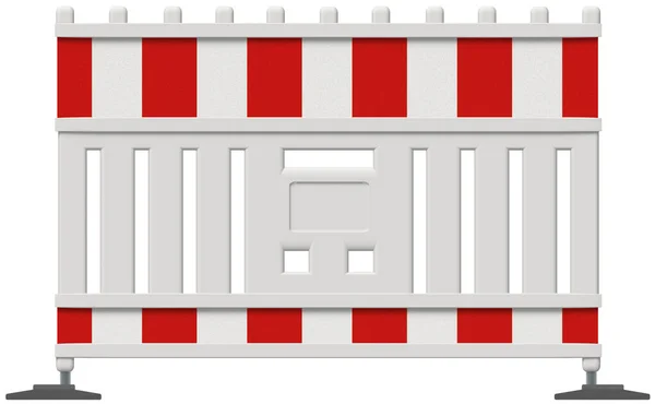 Ogrodzenie Bariery Ruchu Białym Czerwonym Znakiem Ostrzegawczym Kolory Izolowane — Zdjęcie stockowe