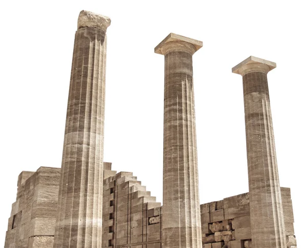 Ancient Greek Antique Temple Facade Ruins Columns Isolated — Stock Photo, Image