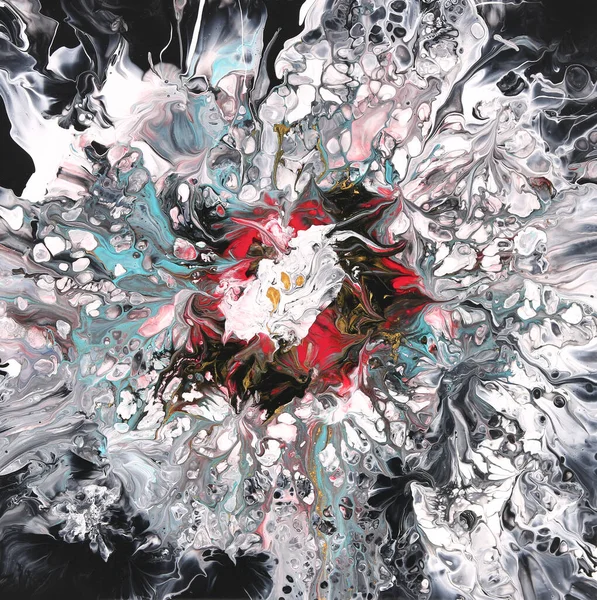 Moderne Marmorierte Flüssige Acrylfarbe Blume Fließende Textur Kreative Zeitgenössische Hintergrund Stockbild